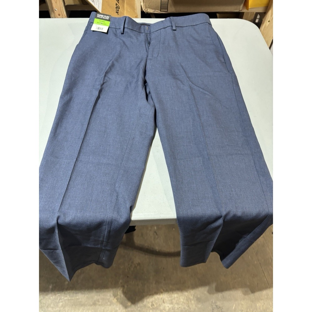 Haggar Performance Dress Pants Men‎ 32x29 Super Flex Waistband Polyester Blue